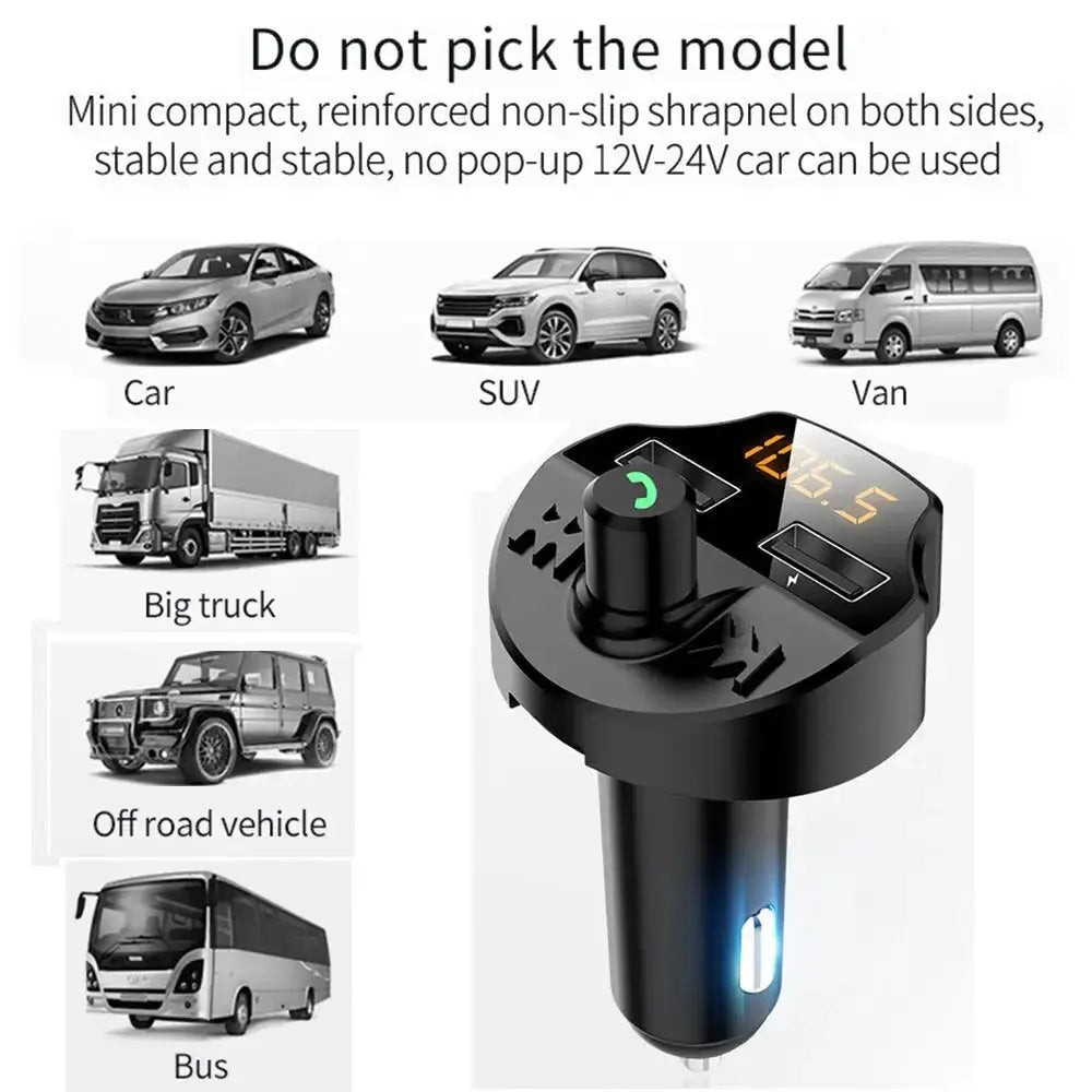 Car fm transmitter bluetooth 5.0 car mp3 player modulator adapter Nexellus