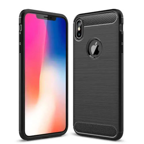 Carbon fibre brushed tpu black case - for iphone xs max