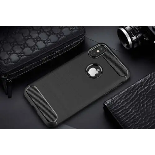 Carbon fibre brushed tpu black case - for iphone xs max