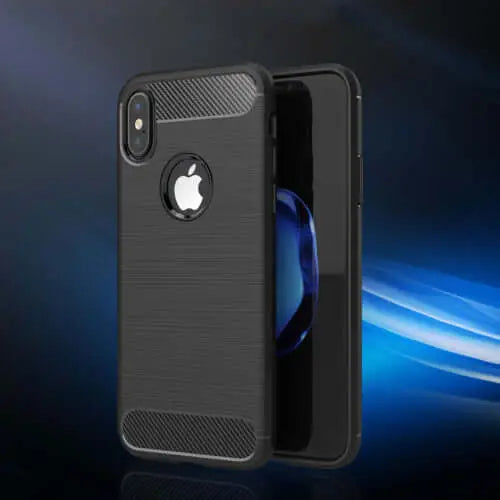 Carbon fibre brushed tpu black case - for iphone xs max