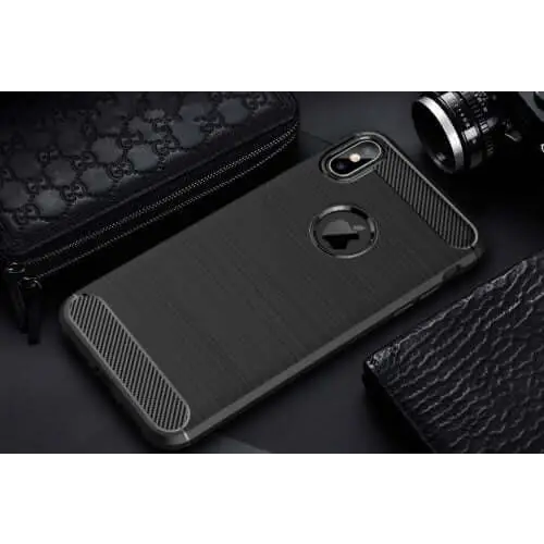 Carbon fibre brushed tpu black case - for iphone xs max