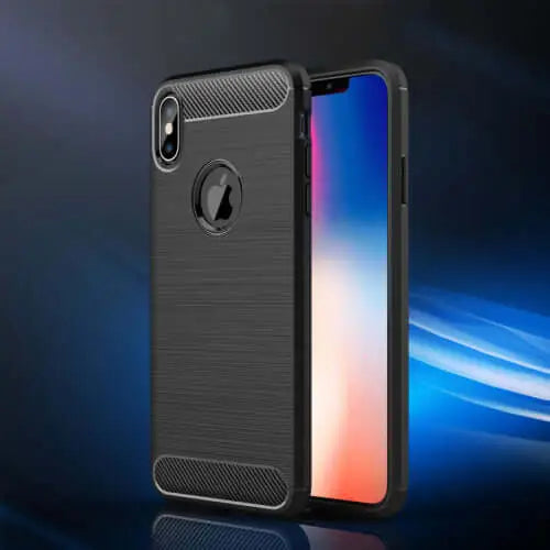 Carbon fibre brushed tpu black case - for iphone xs max