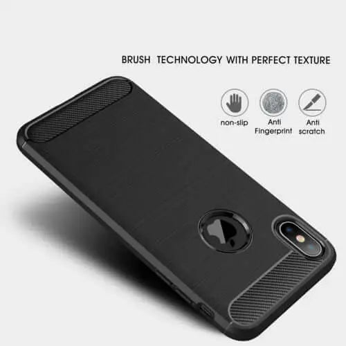 Carbon fibre brushed tpu black case - for iphone xs max