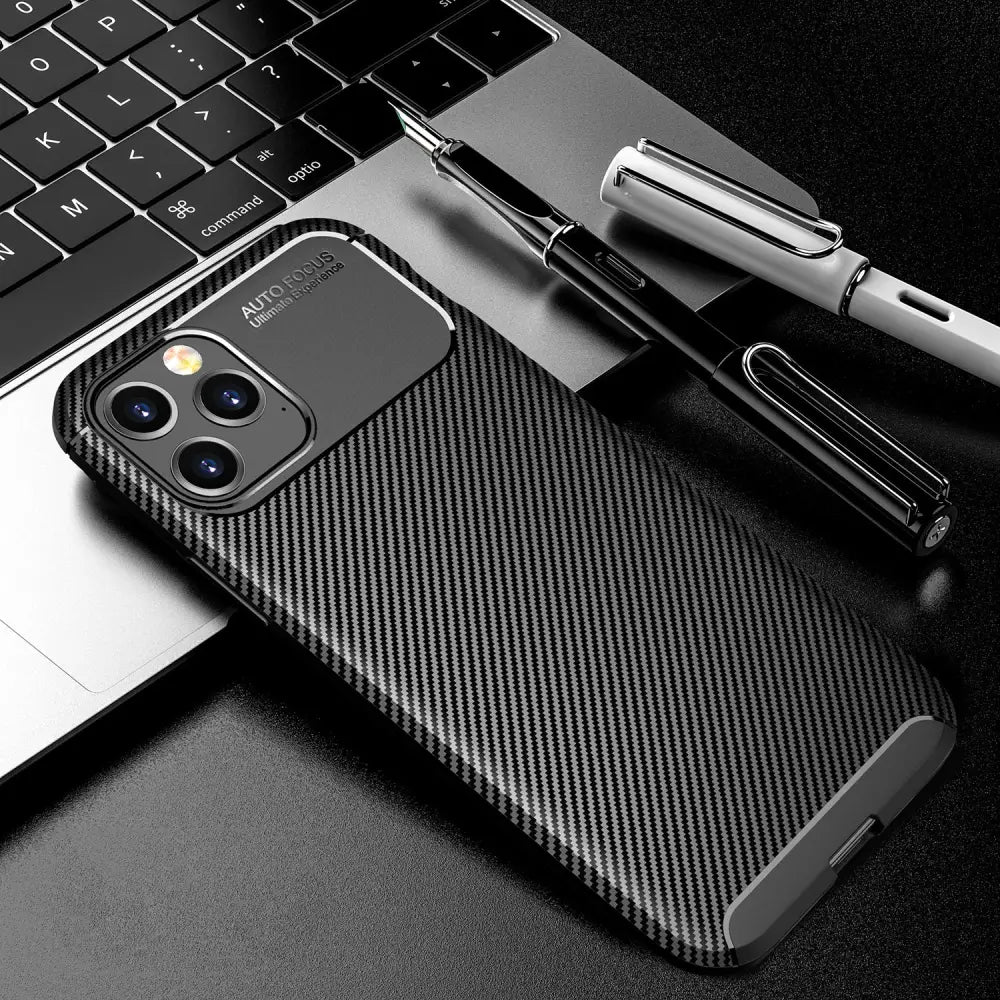 Carbon fibre tpu black case - for iphone 12 pro max