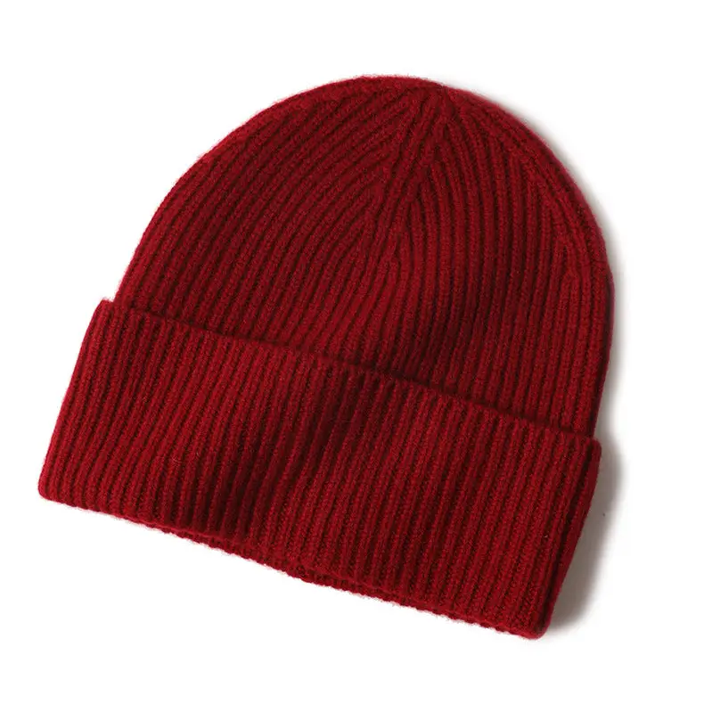 Cashmere Alpi Ribbed Turn up Beanie Red - Nexellus