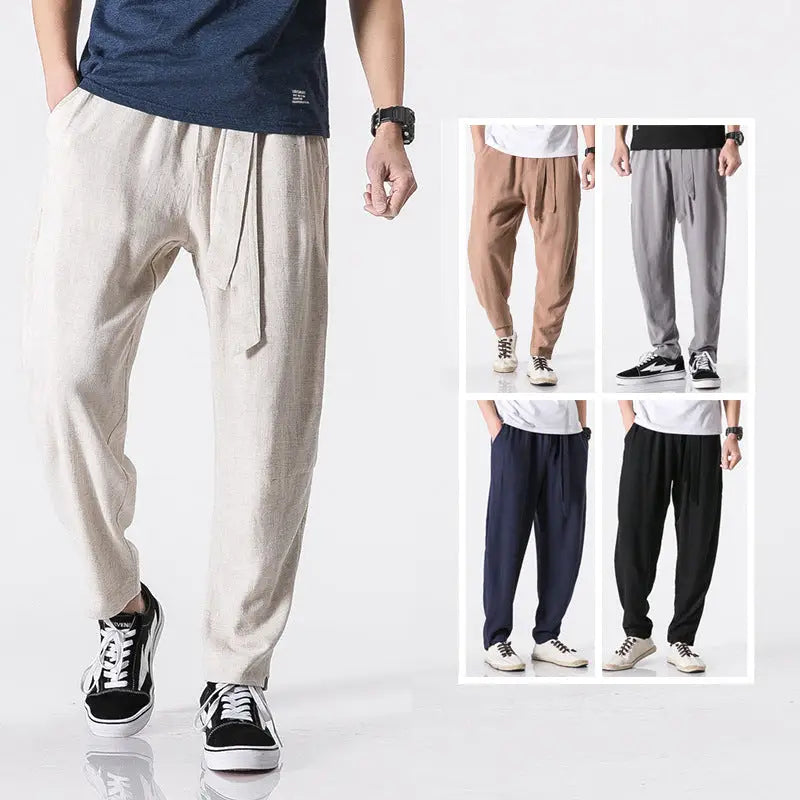 Casual Cotton Linen Radish Trousers Plus Size Fashion Men's Linen Casual Pants Nexellus