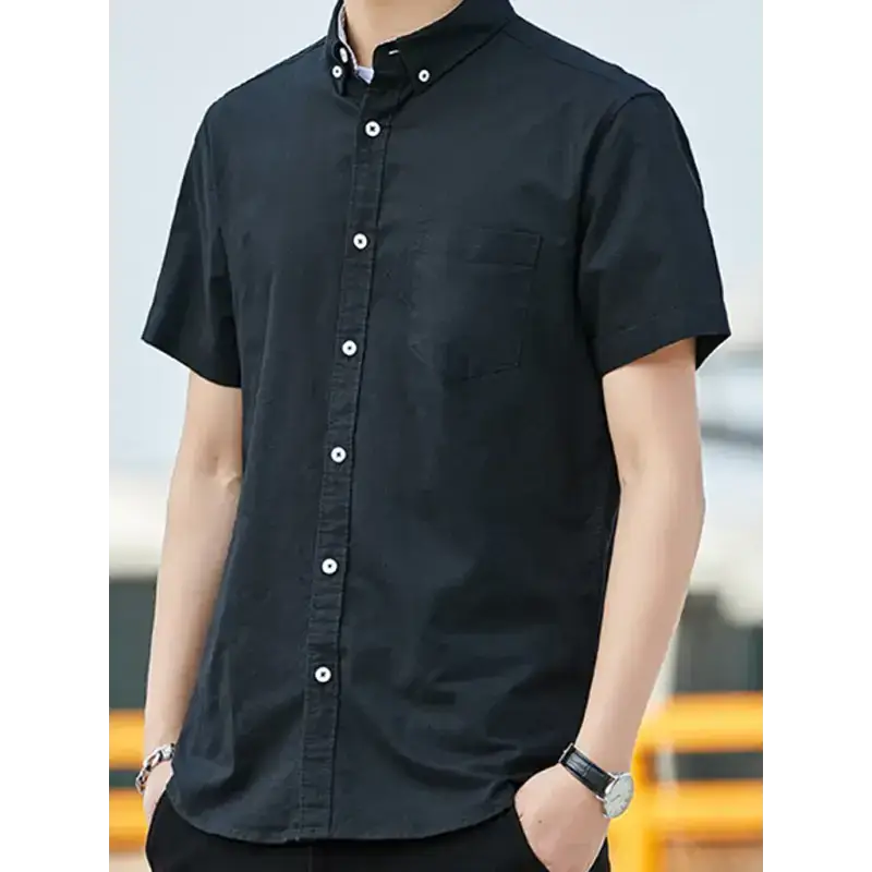 Casual oxford short-sleeved shirt youthful fashion double pockets Nexellus