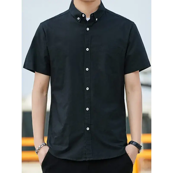 Casual oxford short-sleeved shirt youthful fashion double pockets Nexellus