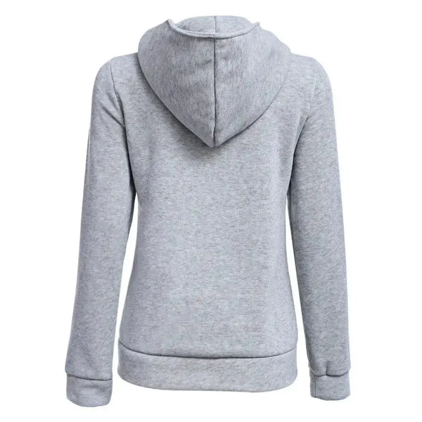 Casual turn-down collar zipper button design hoodie for women Nexellus