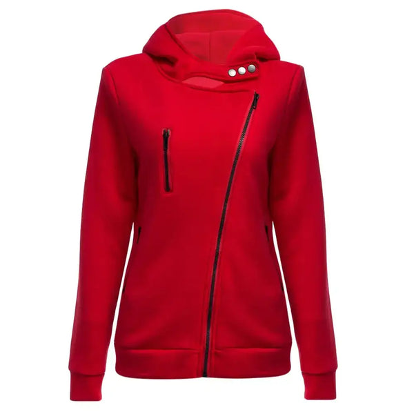 Casual turn-down collar zipper button design hoodie for women Nexellus