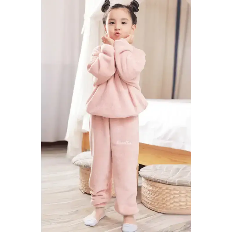 Children's embroidered coral fleece pajama set Nexellus