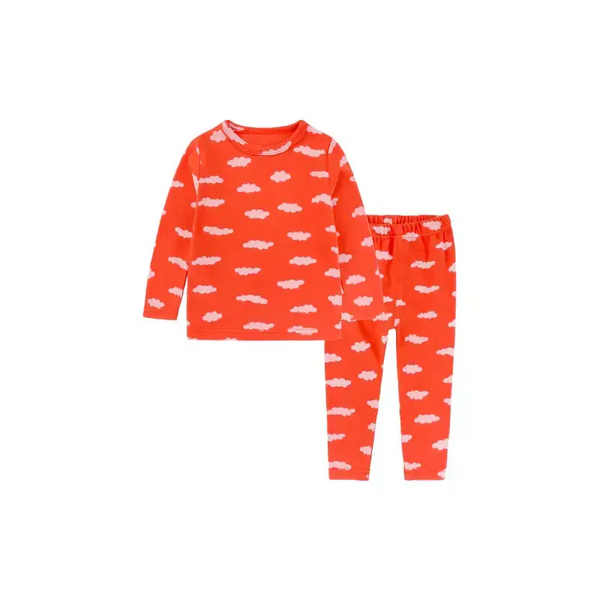 Children's eyelash cloud print brushed children's homewear cotton set Nexellus