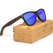 Classic walnut wood sunglasses with blue mirrored polarized