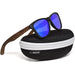 Classic walnut wood sunglasses with blue mirrored polarized