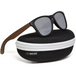 Classic walnut wood sunglasses with silver mirrored