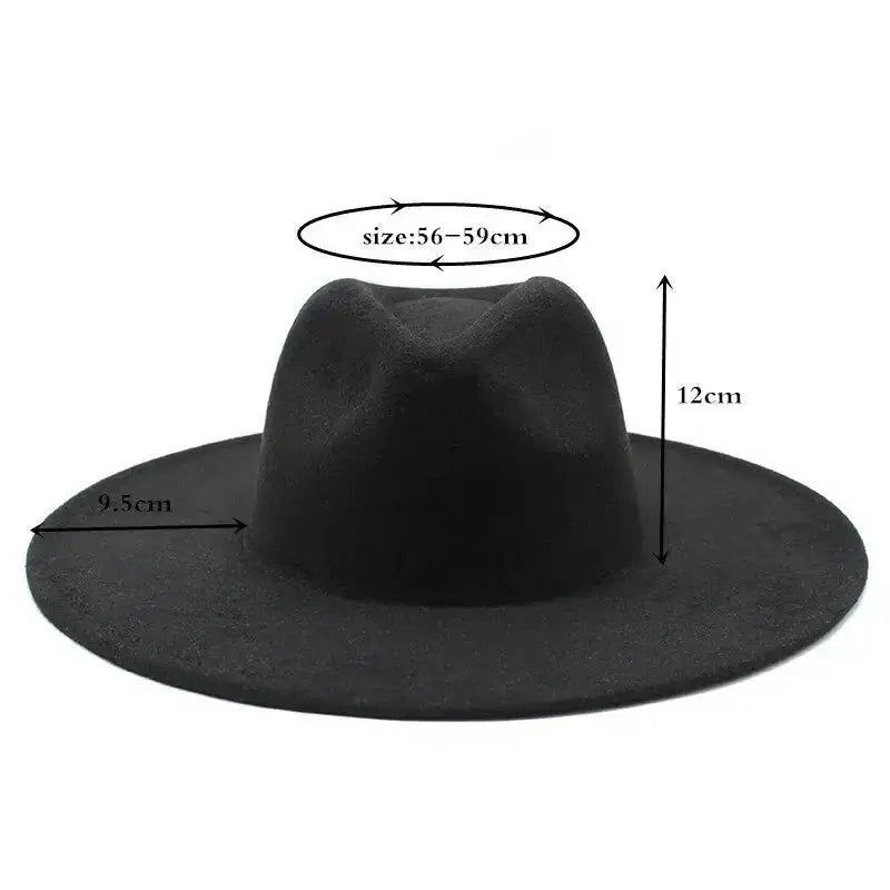 Classical wide brim fedora hat black white wool hat men & women Nexellus