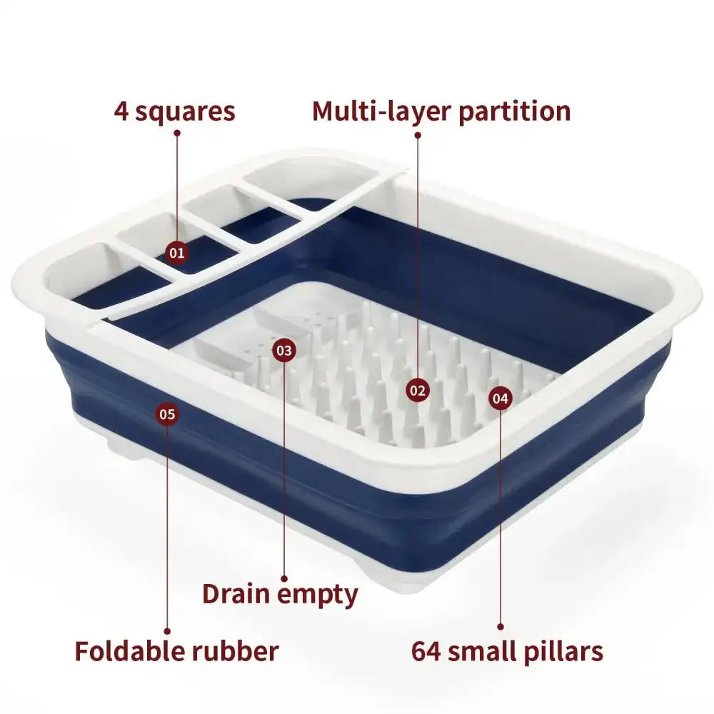 Collapsible folding dish drainer cutlery plate holder drying rack - Nexellus