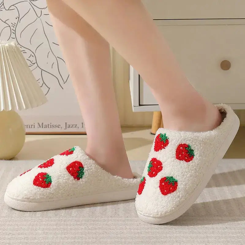 Comfortable home strawberry winter cotton slippers for men and women Nexellus