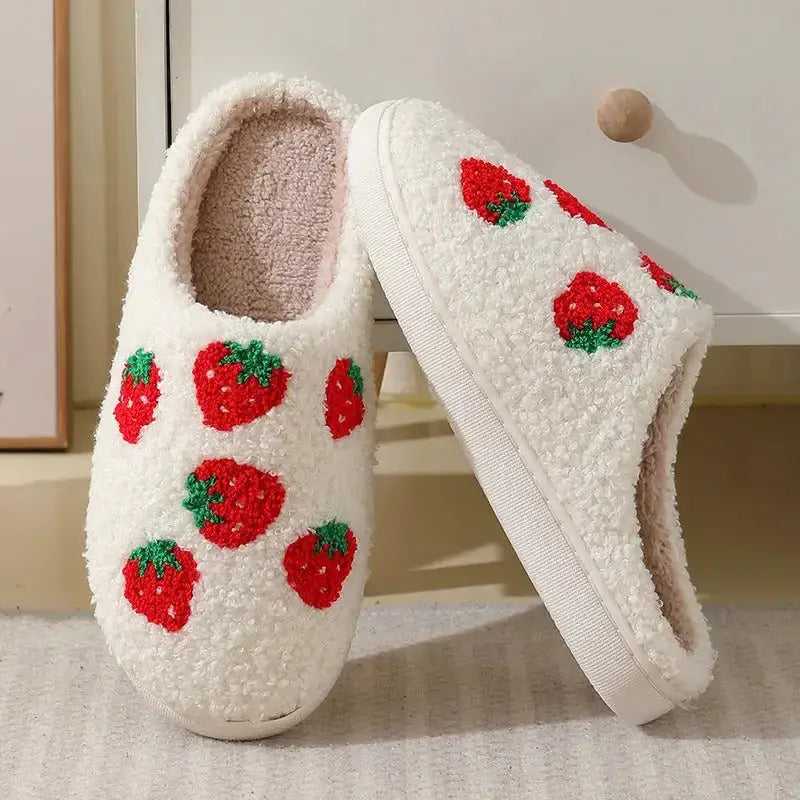 Comfortable home strawberry winter cotton slippers for men and women Nexellus