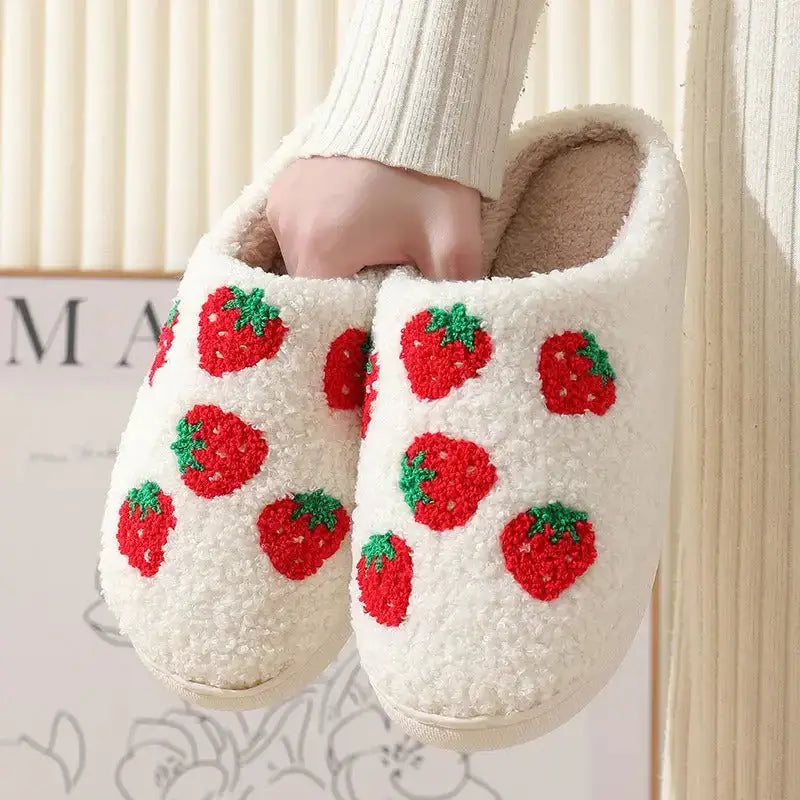 Comfortable home strawberry winter cotton slippers for men and women Nexellus