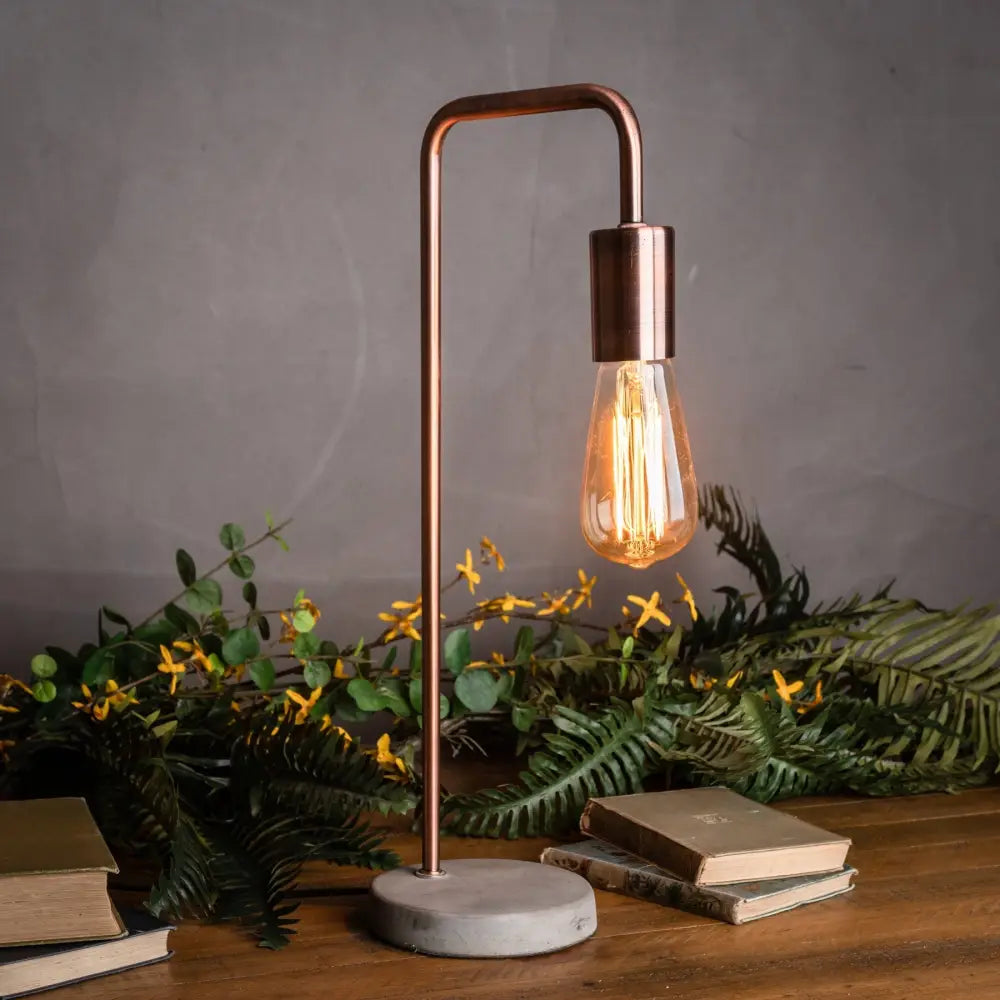 Copper industrial lamp with stone base - Lighting