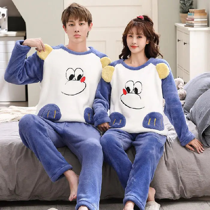 Couple Men & Women Spring, Autumn Coral Plush Nightwear Nexellus