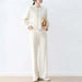 Cozy hooded knit suit: top + wide-leg trousers for women Nexellus