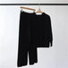 Cozy hooded knit suit: top + wide-leg trousers for women Nexellus