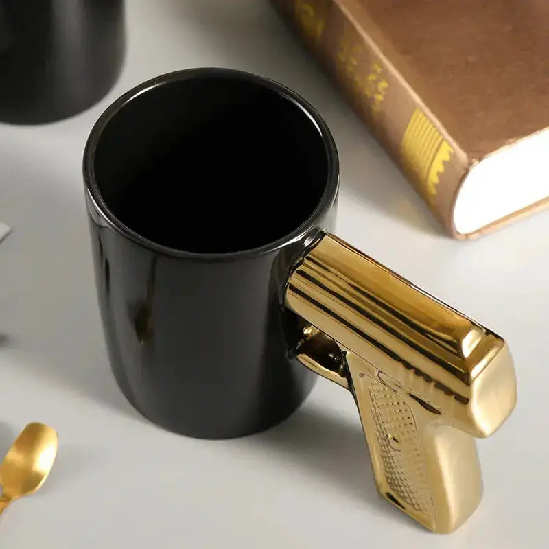 Creative ceramic cup gold silver pistol cup gun handle mug Nexellus