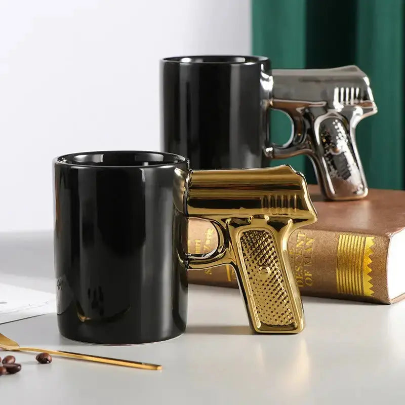 Creative ceramic cup gold silver pistol cup gun handle mug Nexellus