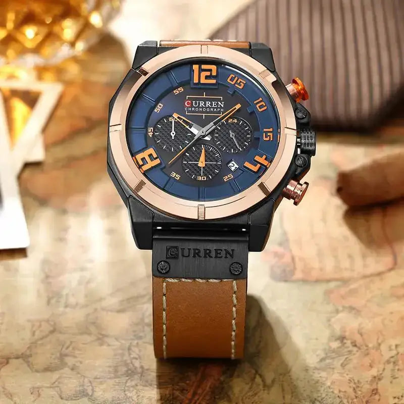 Curren quartz watches men leather wrist watch Nexellus