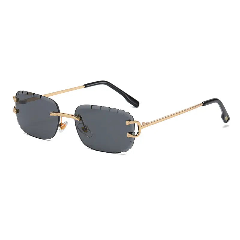 Cut - Edge Oval Inverted Sunglasses Pattern Rimless Glasses Sunglasses Nexellus