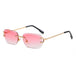 Cut - Edge Oval Inverted Sunglasses Pattern Rimless Glasses Sunglasses Nexellus