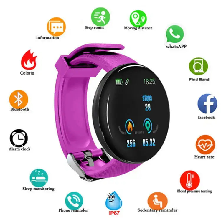 D18 smart bracelet color round screen heart rate blood pressure sleep Nexellus