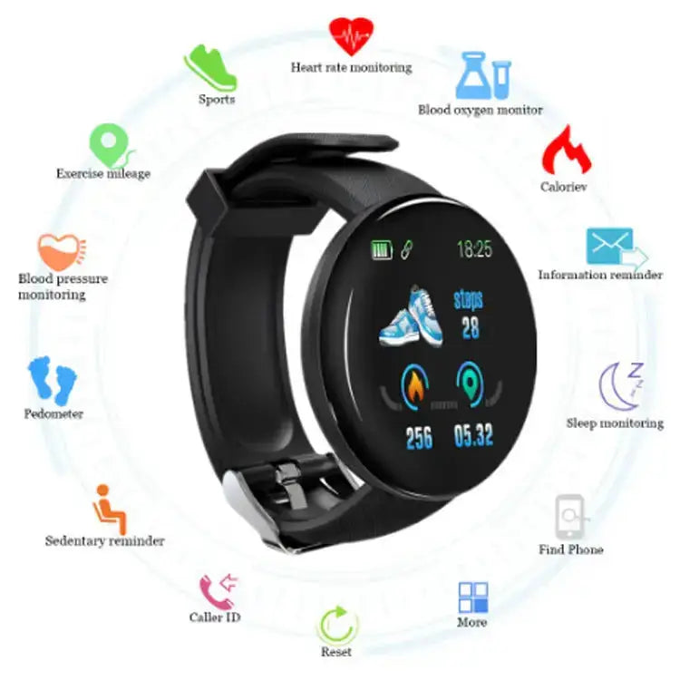 D18 smart bracelet color round screen heart rate blood pressure sleep Nexellus