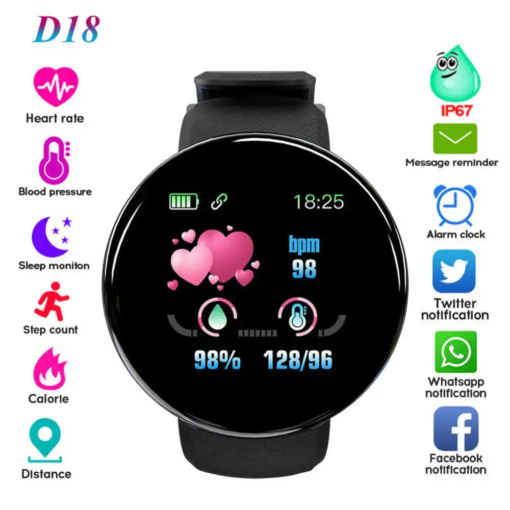 D18 smart bracelet color round screen heart rate blood pressure sleep Nexellus