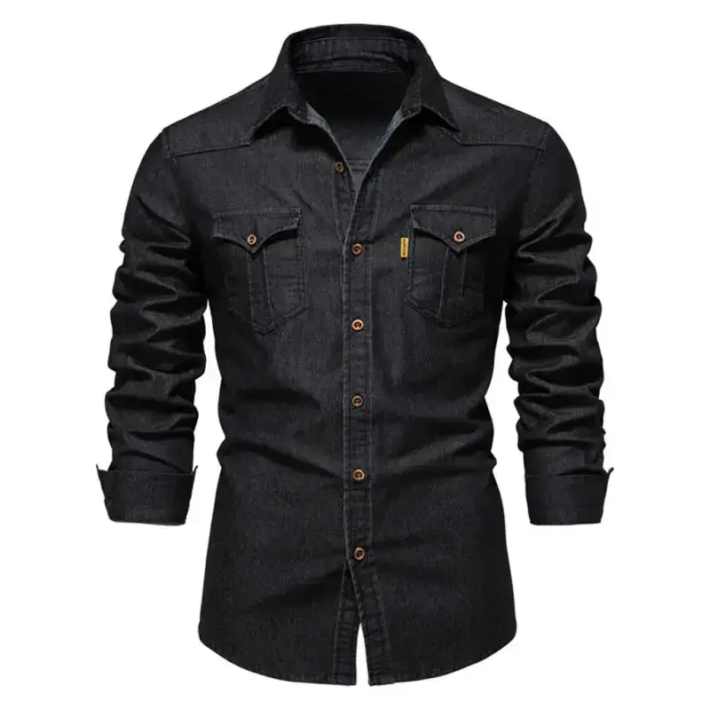 Denim non-iron shirt men's casual solid colour non-iron men's Nexellus