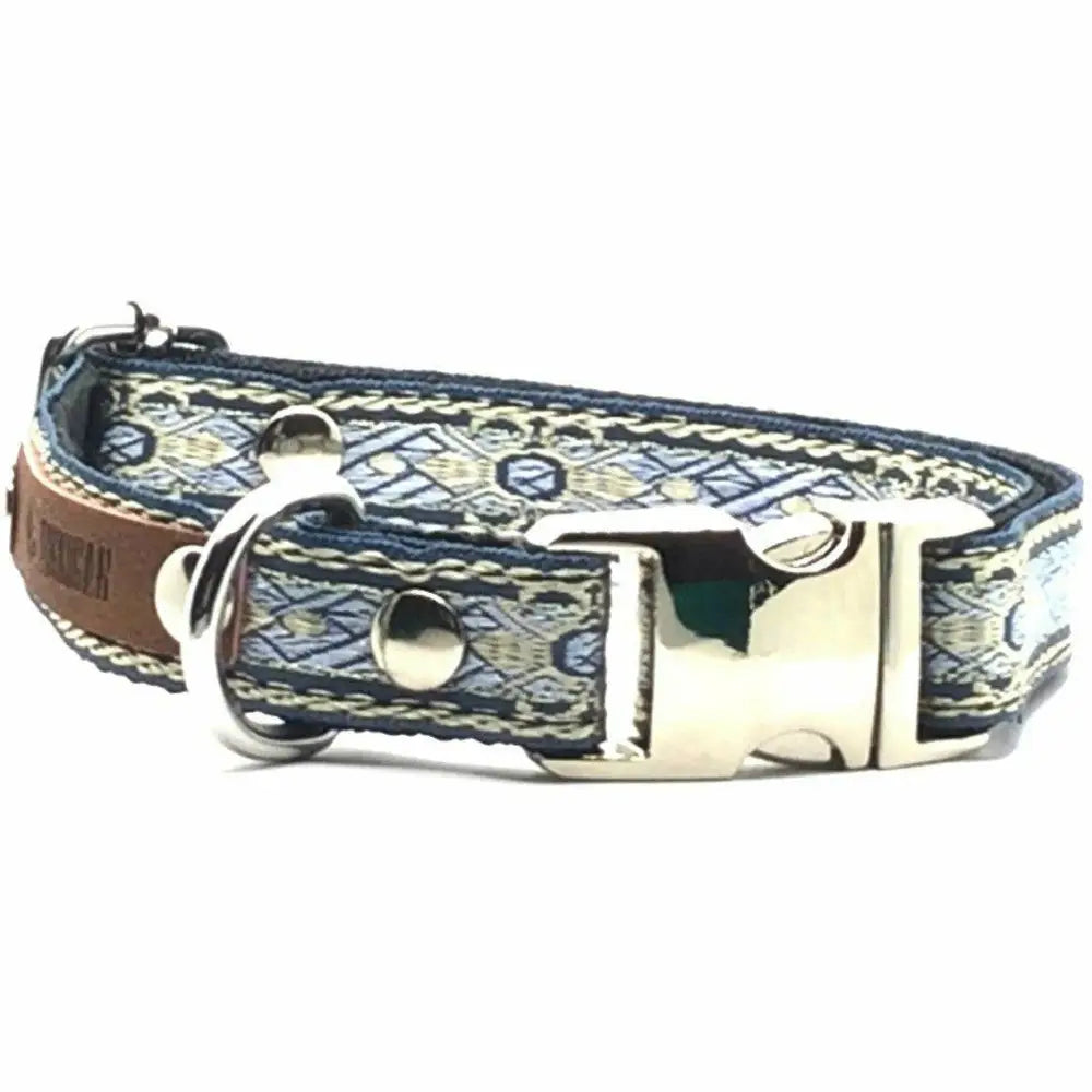 Designer cotton dog collar for small breeds - Large Collar