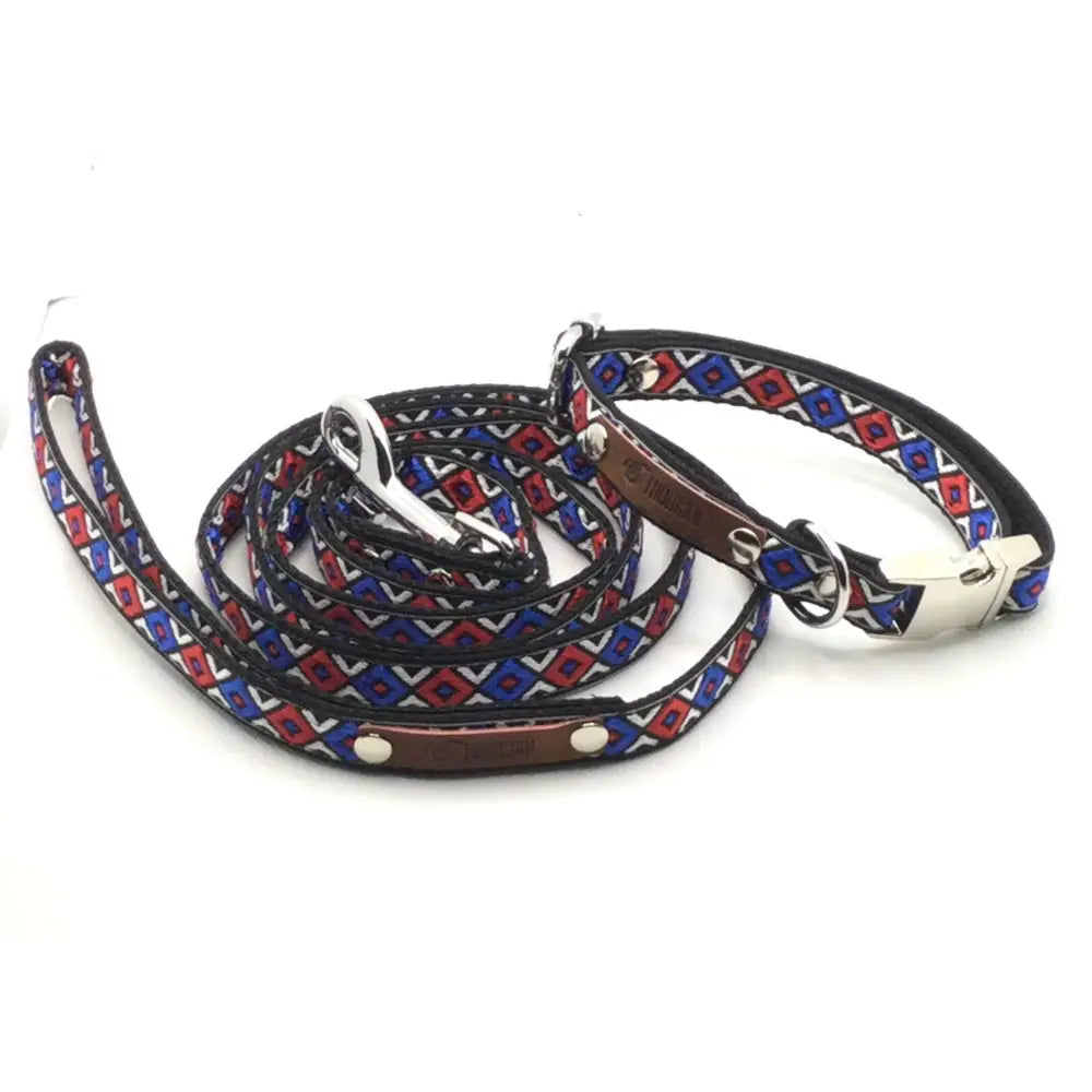 Designer cotton dog collars - Small Collar & Lead Set