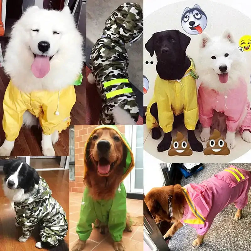 Dog raincoat jumpsuit rain coat for dogs pet cloak labrador waterproof Nexellus