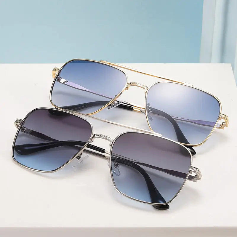 Double Beam Stylish Metallic Sunglasses Retro Street Sunglasses For Men Nexellus