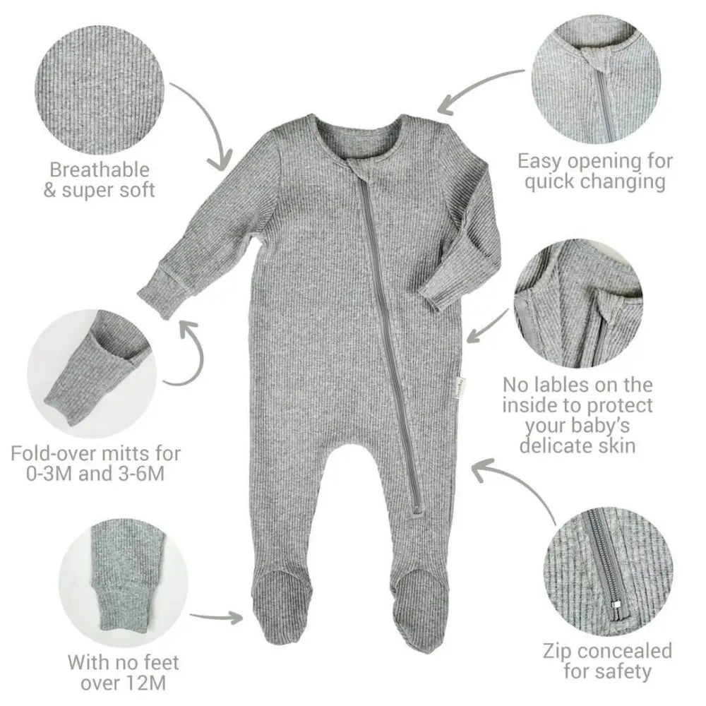 Dove grey zip sleepsuit