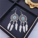 Dream catcher feather turquoise drop earrings Nexellus