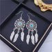 Dream catcher feather turquoise drop earrings Nexellus