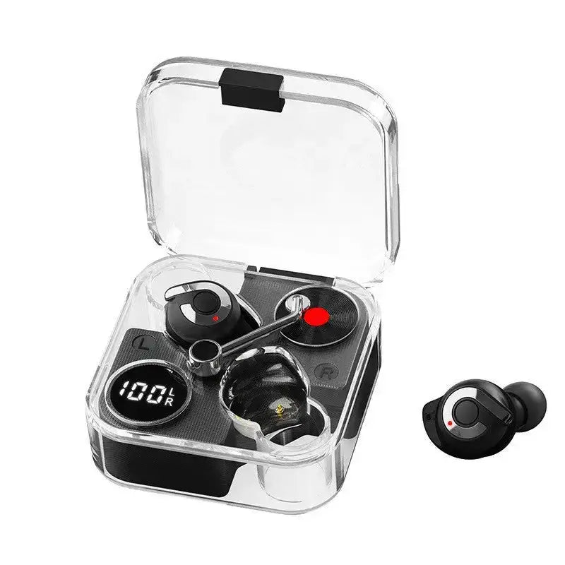 E89 transparent cool wireless bluetooth headphones earplugs black Nexellus