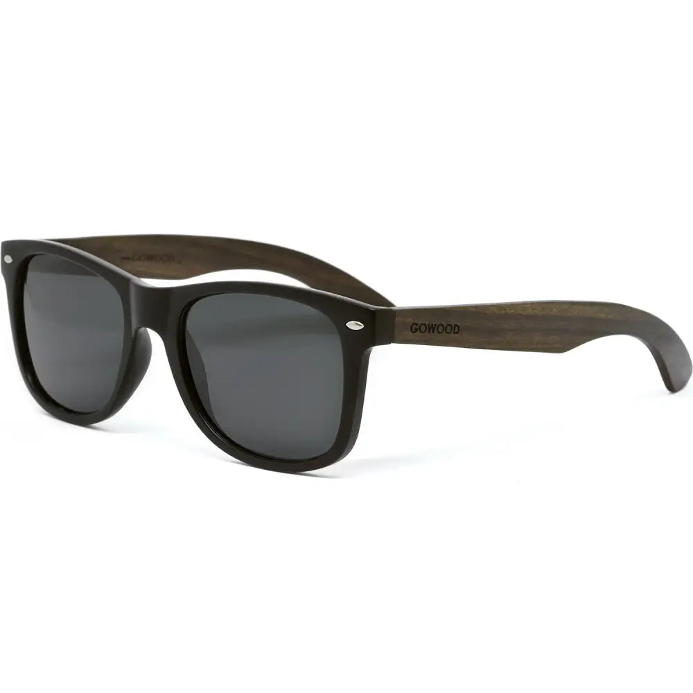 Ebony wood classic style sunglasses with black polarized