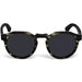 Ebony wood panto sunglasses with smog frame and black