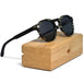 Ebony wood panto sunglasses with smog frame and black