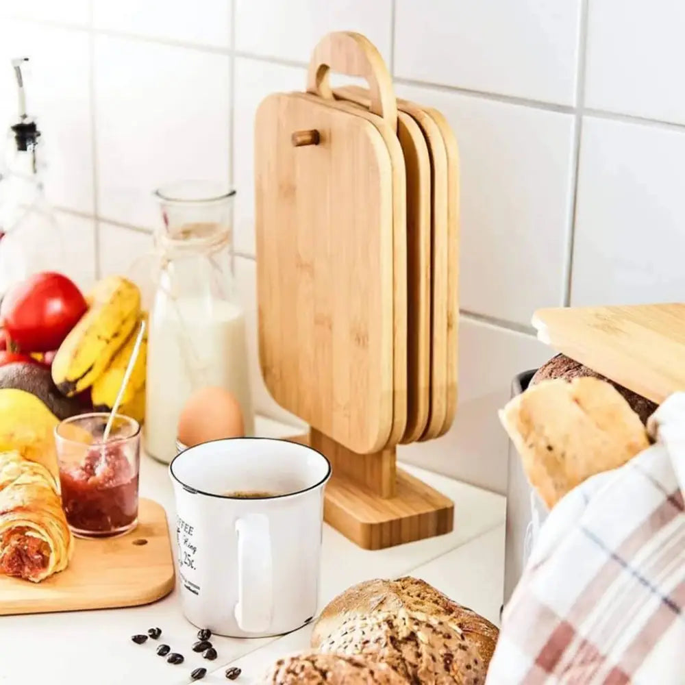 Excellent houseware 7 piece chopping board set with stand