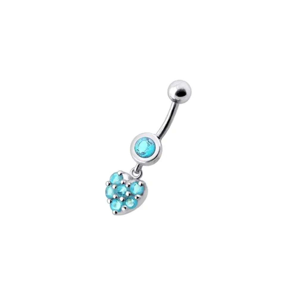 Fancy heart dangling navel ring body jewelry Nexellus